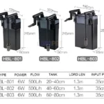 SunSun HBL-803 Hang On Filter 500l/h 6W for Aquarium upto 150 Litre